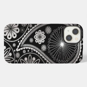 銀ペイズリー模様 iPhoneケース (裏面横)