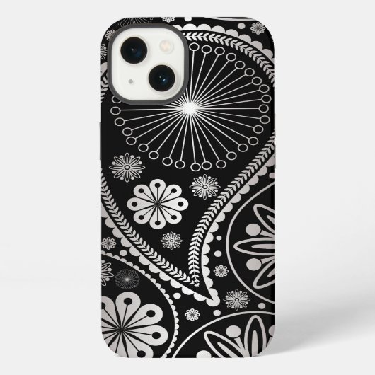 銀ペイズリー模様 iPhoneケース (裏面)