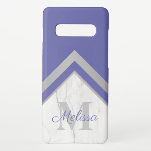 銀ペエレガントリモノグラム幾何大理石 iPhone 16ケース (裏面)