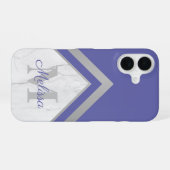 銀ペエレガントリモノグラム幾何大理石 iPhone 16ケース (裏面横)