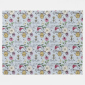 銀ミストクイーンモダンビー花柄 フリースブランケット (正面(横))