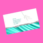 銀ミニマルエレガントティール（緑がかった色）葉コンサント 名刺