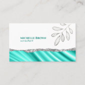 銀ミニマルエレガントティール（緑がかった色）葉コンサント 名刺 (正面)