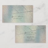 銀ミニマル灰色リーフマザーパールブルー 名刺 (正面/裏面)