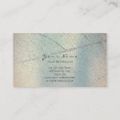 銀ミニマル灰色リーフマザーパールブルー 名刺 (裏面)