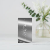 銀メタリックの優美 名刺 (スタンド正面)