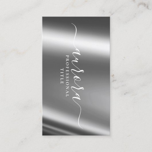 銀メタリックの優美 名刺 (正面)