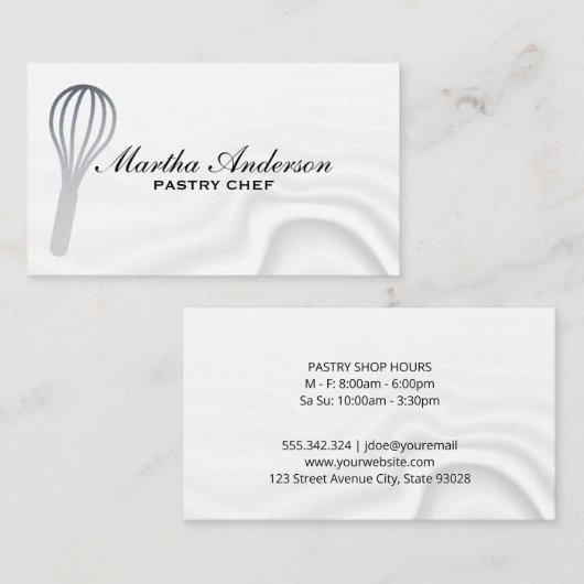 銀メタリックウィスク |シルキーの背景 名刺 (正面/裏面)