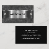 銀メタリックカッコいいルック建築テーマ 名刺 (正面/裏面)