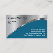 銀メタリックカッコいいルック建築 名刺 (正面)