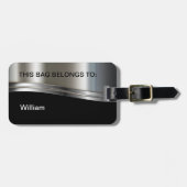 銀メタリッククールルックモノグラム荷物 ラゲッジタグ (正面横)