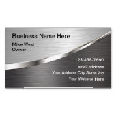 銀メタリッククール名刺 マグネット名刺 (正面)