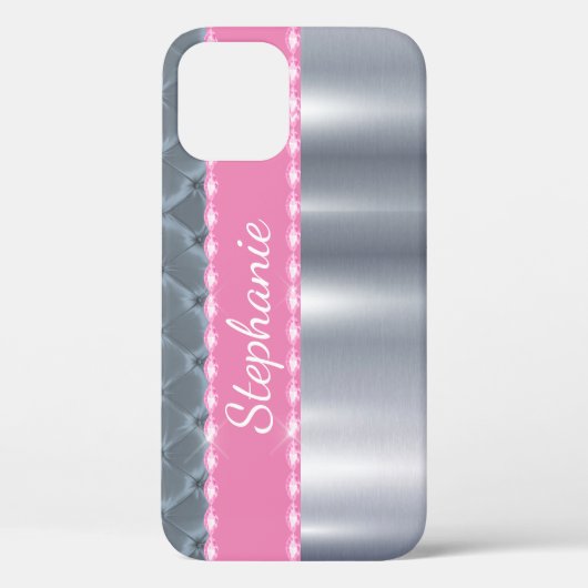 銀メタリックグきらきら光るラム名ピンク Case-Mate iPhoneケース (裏面)