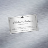 銀メタリックスタイリッシュルック卒業式ネームカード マグネット名刺 (インサイチュ)