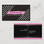 銀メタリックスタッド黒ピンクの名刺 名刺 (正面/裏面)