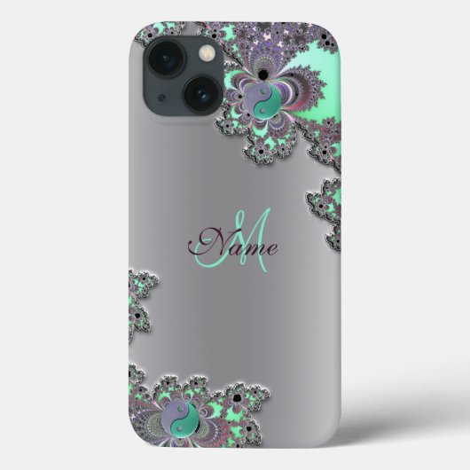 銀メタリックパーソナライズされたフラクタルiPadケース Case-Mate iPhoneケース (裏面)