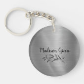銀メタリックパーソナライズされた キーホルダー (正面)