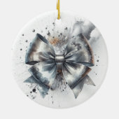 銀メタリックボウ発光年アクセント セラミックオーナメント (裏面)