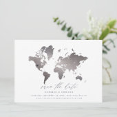 銀メタリック世界の結婚地図 案内状 (スタンド正面)