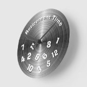 銀メタリック退職時間 ラウンド壁時計 (傾斜)