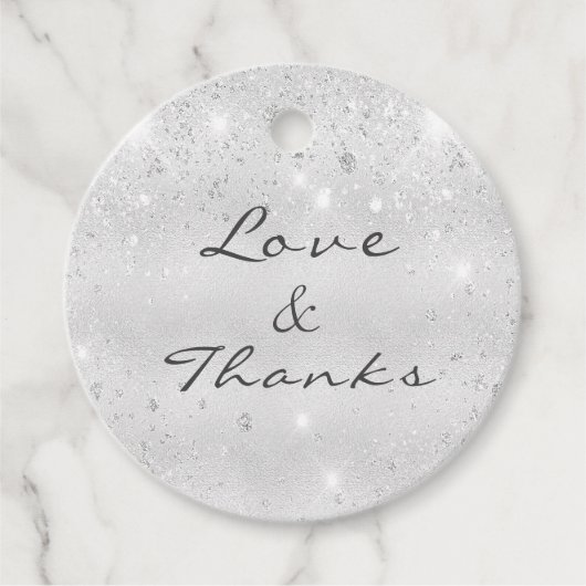 銀メタルグリッター感謝していダスユー結婚ズ フェイバータグ (正面)