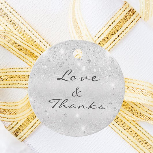 銀メタルグリッター感謝していダスユー結婚ズ フェイバータグ