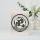 銀メダルサッカーモノグラム文字P ポストカード (スタンド正面)