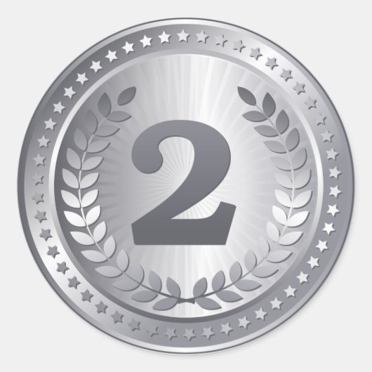 銀メダル2位決定者ステッカー ラウンドシール (正面)