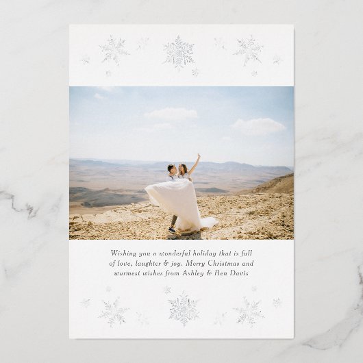 銀メリー青結婚した緑の冬フローラ 箔シーズンカード (裏面)