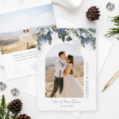 銀メリー青結婚した緑の冬フローラ 箔シーズンカード