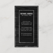 銀モダンお洒落ダークウッド・ビジネス・カード 名刺 (裏面)