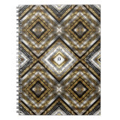 銀モダンと金ゴールドと黒のパターン ノートブック (正面)