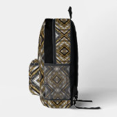 銀モダンと金ゴールドと黒のパターン プリントバックパック (右)