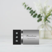 銀モダンと黒と明るいダイヤフェイクン 名刺 (スタンド正面)