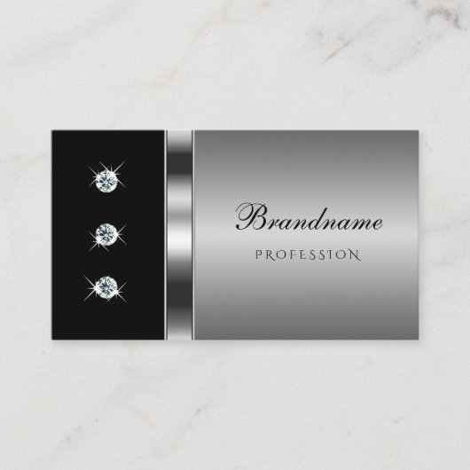 銀モダンと黒と明るいダイヤフェイクン 名刺 (正面)