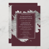 銀モダンの筆跡 招待状 (正面/裏面)