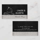 銀モダンエレガントの華やかなカップケーキ 名刺 (正面/裏面)