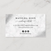 銀モダンエレガントグリッター大理石メイクアップアーティスト 名刺 (裏面)