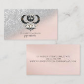 銀モダンエレガントグリッター《写真》ぼけ味ロータスムーン 名刺 (正面/裏面)