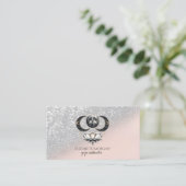 銀モダンエレガントグリッター《写真》ぼけ味ロータスムーン 名刺 (スタンド正面)