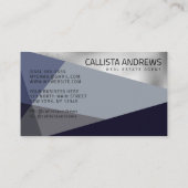 銀モダンエレガントダスティネイビーブルー幾何学模様 名刺 (裏面)