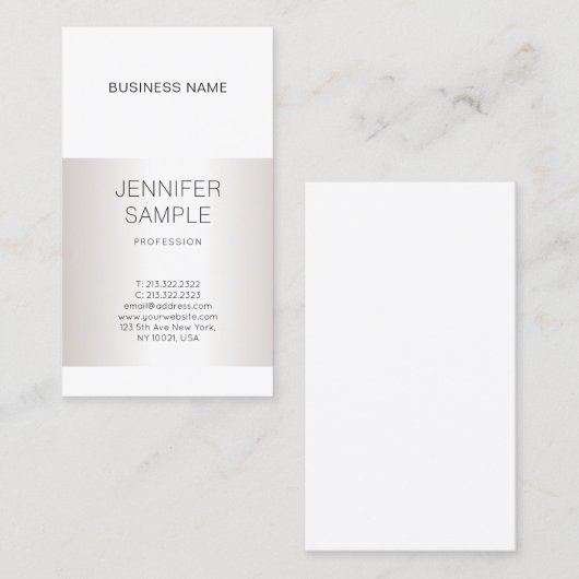 銀モダンエレガントデザインプロフェッショナルプレーン 名刺 (正面/裏面)