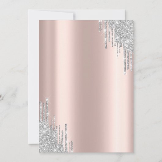 銀モダンエレガントドリップスバルーンスウィート16 招待状 (裏面)