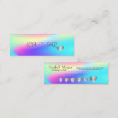 銀モダンエレガントハート，ホログラフィグラデーションック ロイヤリティカード (正面/裏面)