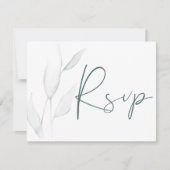 銀モダンエレガント冬の離れ水色 出欠カード (正面)