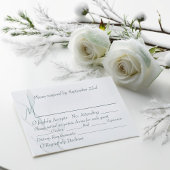 銀モダンエレガント冬の離れ水色 出欠カード