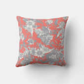 銀モダンエレガント灰色の珊瑚の情熱の花 クッション (裏面)