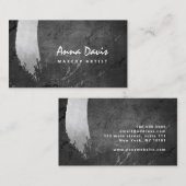 銀モダンエレガント筆のメイクアップ 名刺 (正面/裏面)