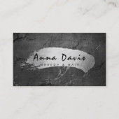 銀モダンエレガント筆のメイクアップ 名刺 (正面)