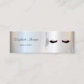 銀モダンエレガント筆の線、まつげ、メイクアップ スキニー名刺 (正面)